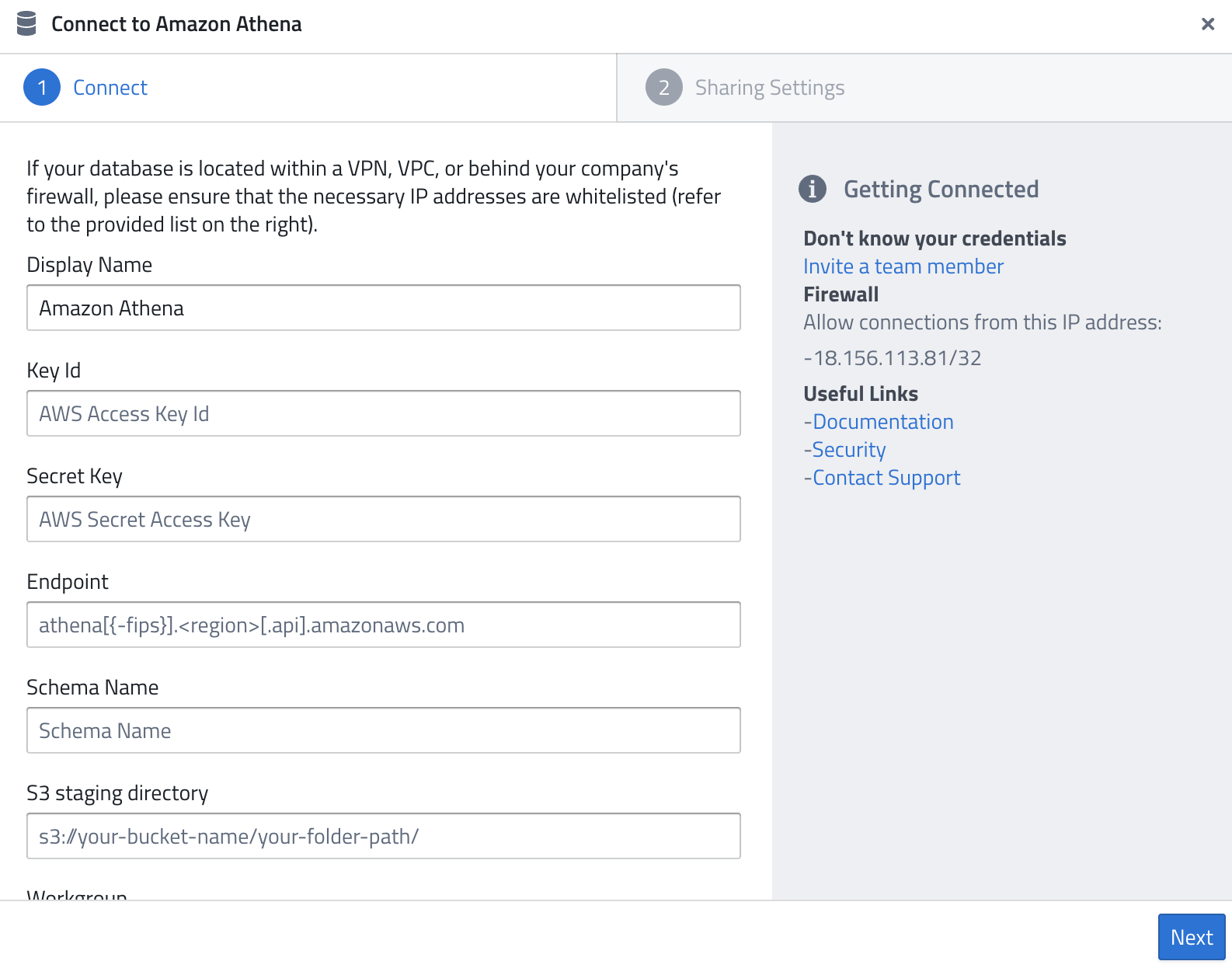 Connect to Amazon Athena
