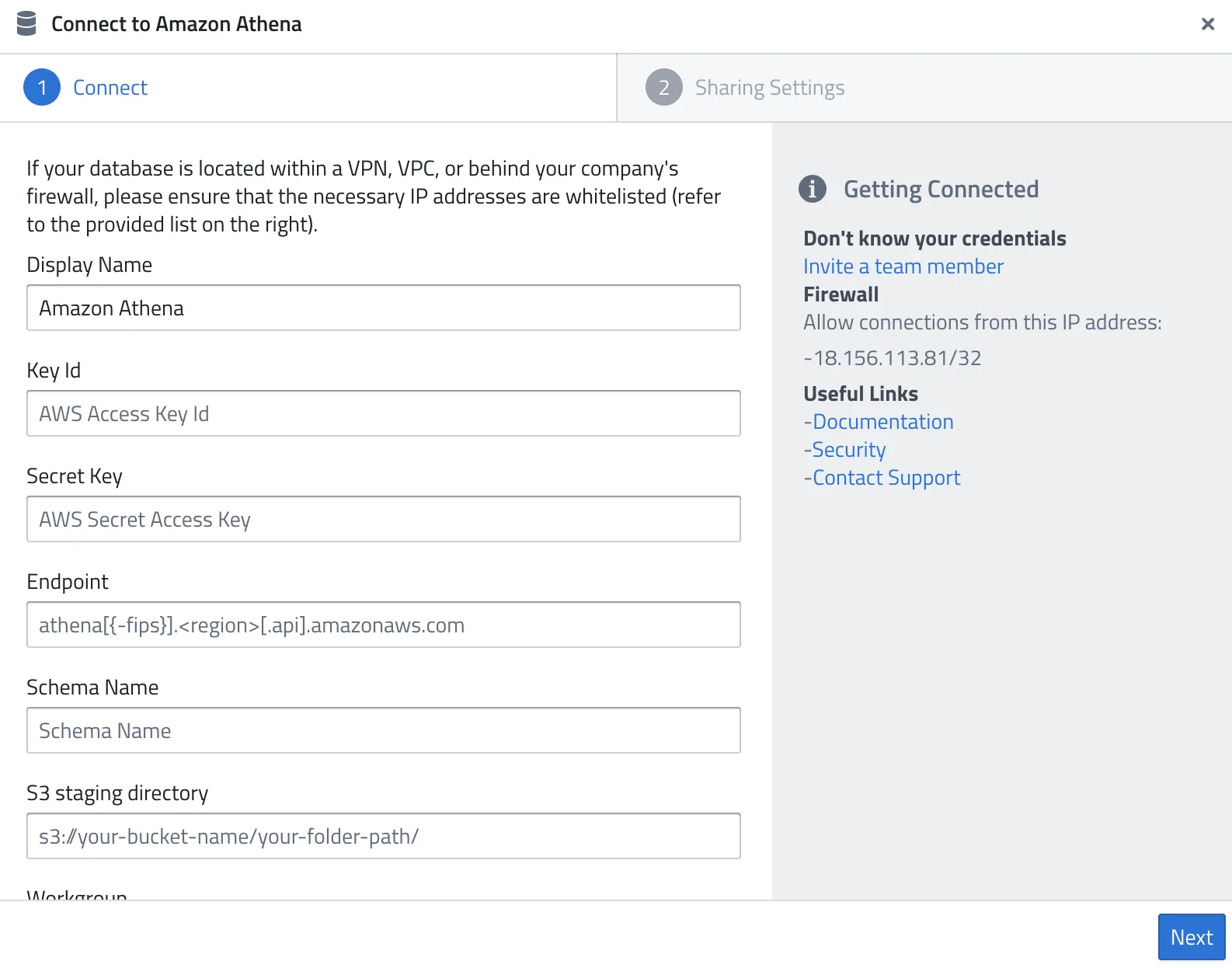 Connect to Amazon Athena