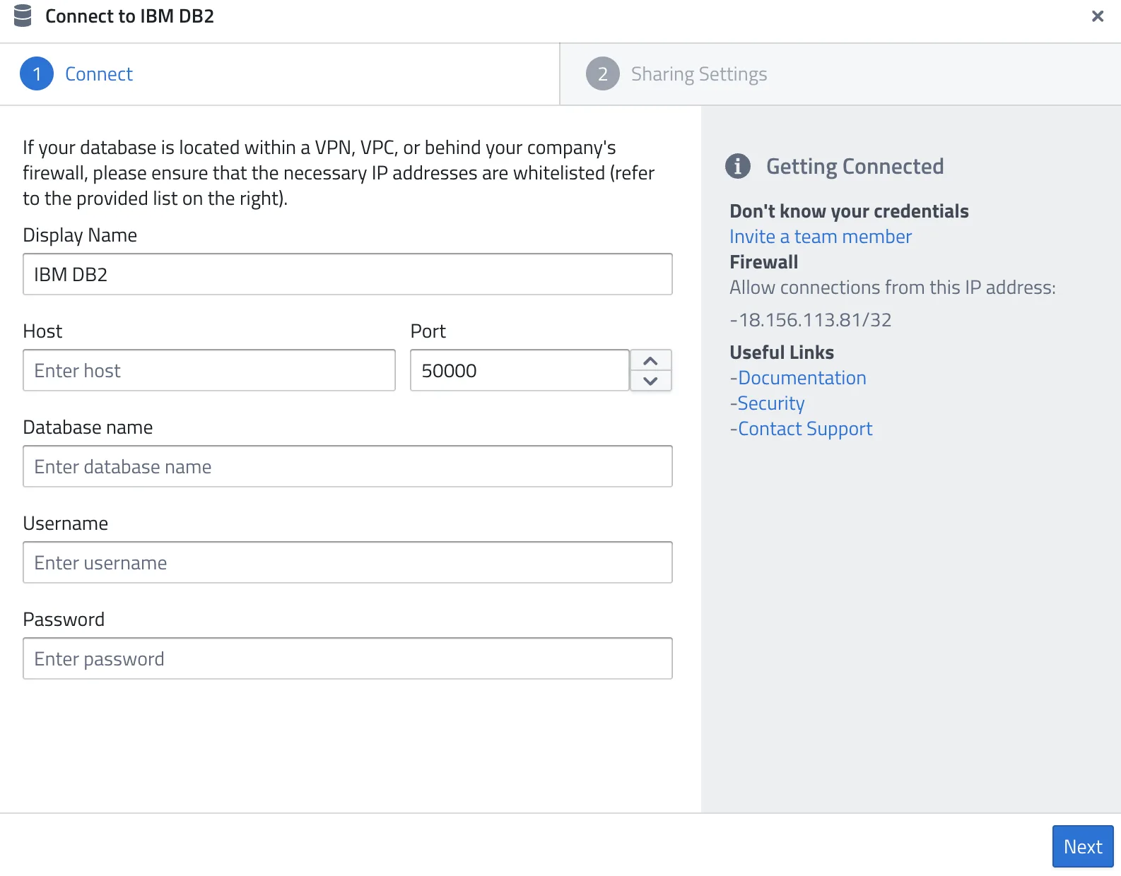 Connect to IBM DB2